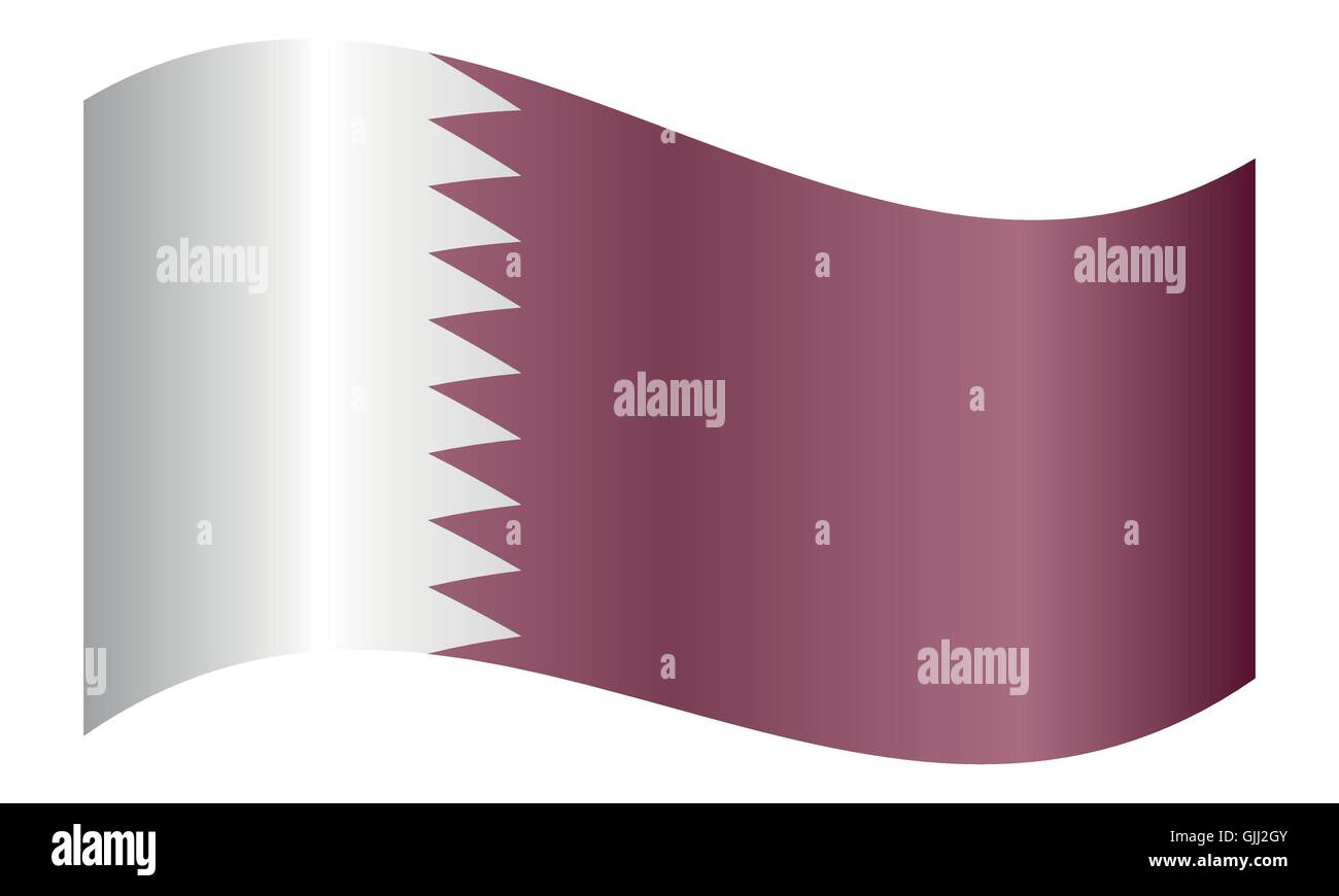 Bandiera del Qatar sventolare su sfondo bianco. Qatar bandiera nazionale. Illustrazione Vettoriale