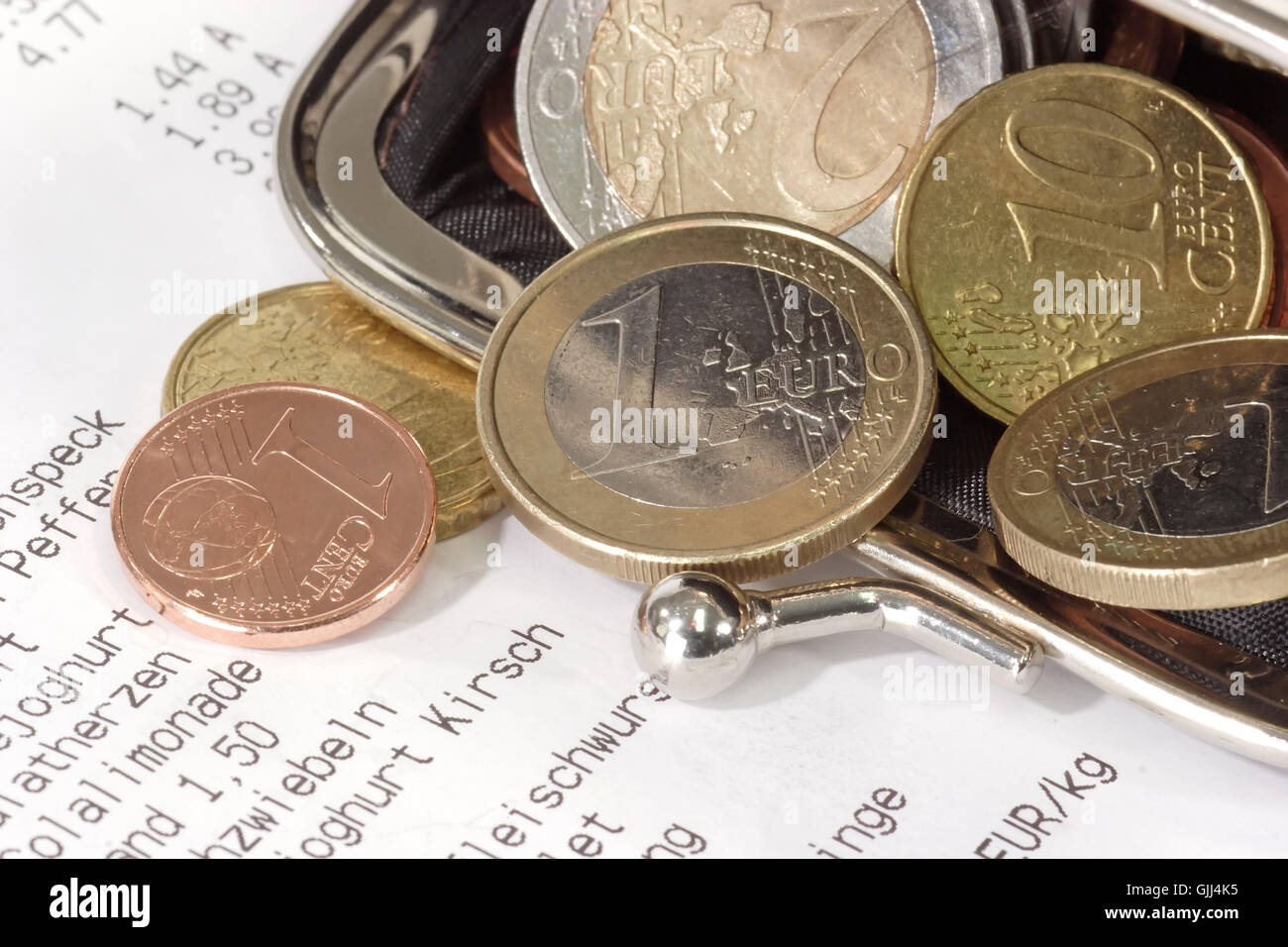 Euro modifica controllo di cassa Foto Stock