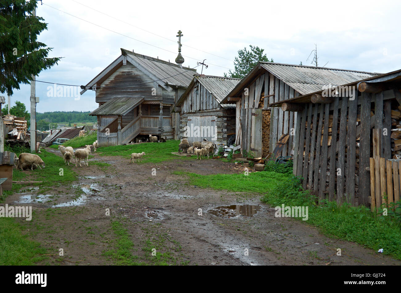 Vecchia Cappella del villaggio . A nord del villaggio russo. Kenozerye. Regione di Arkhangelsk, Russia Foto Stock