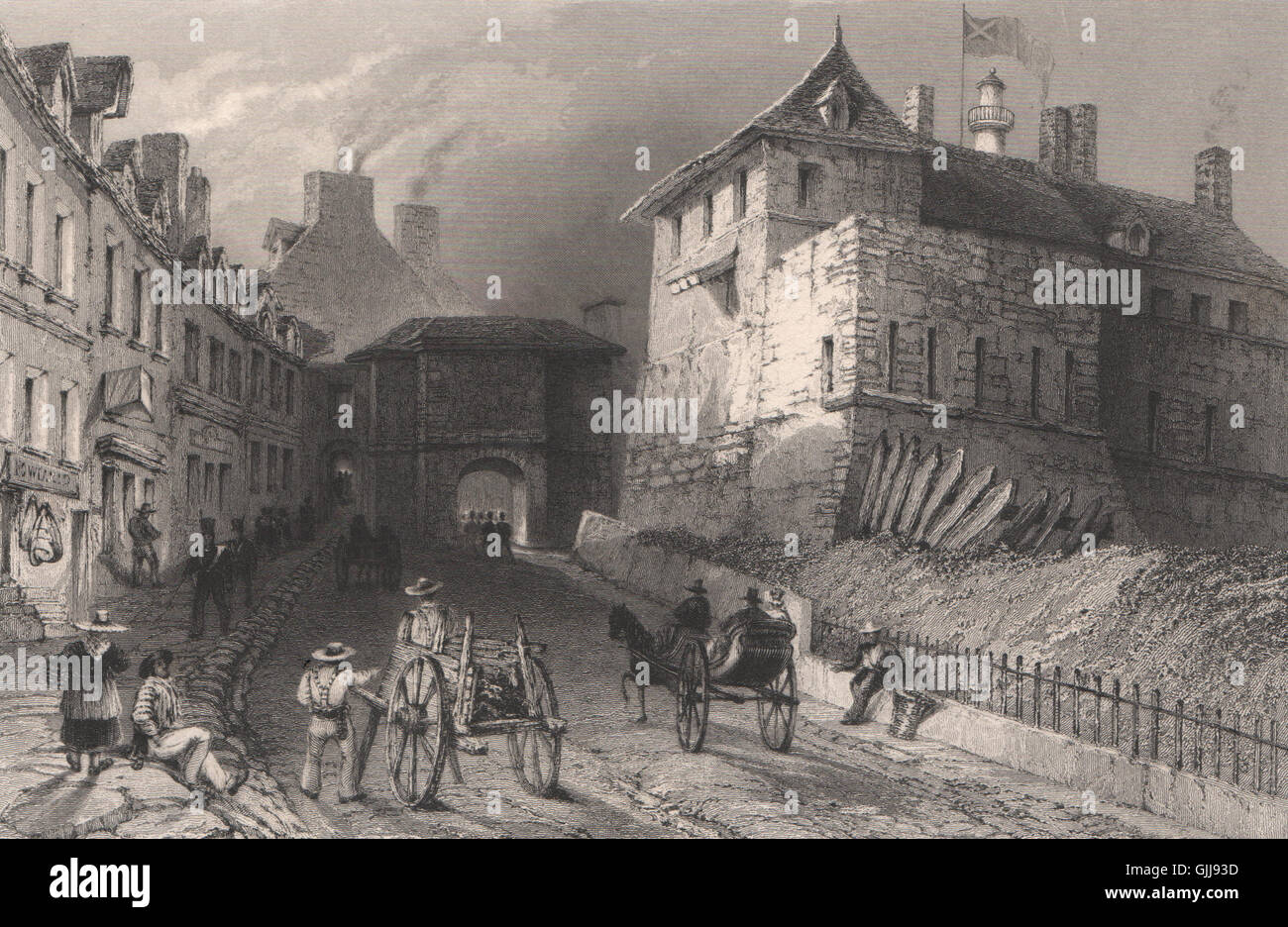 In Canada. Porte Prescott. Prescott Gate, Quebec City. BARTLETT, antica stampa 1842 Foto Stock