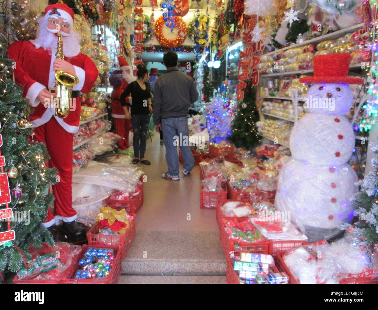 'Natale e Anno Nuovo shopping in 'Hang Ma Street'. Foto Stock