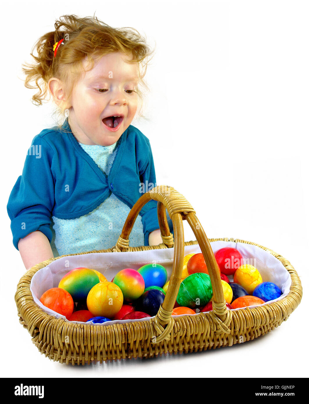Bambina con le uova di pasqua Foto Stock
