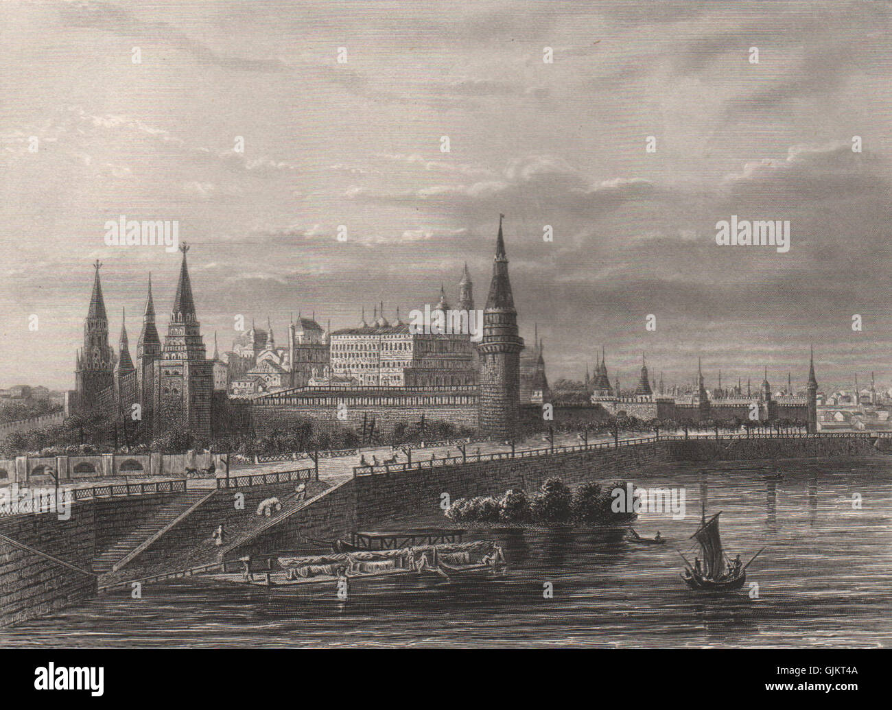Il Cremlino di Mosca. 'Moscou'. Russia, antica stampa 1855 Foto Stock