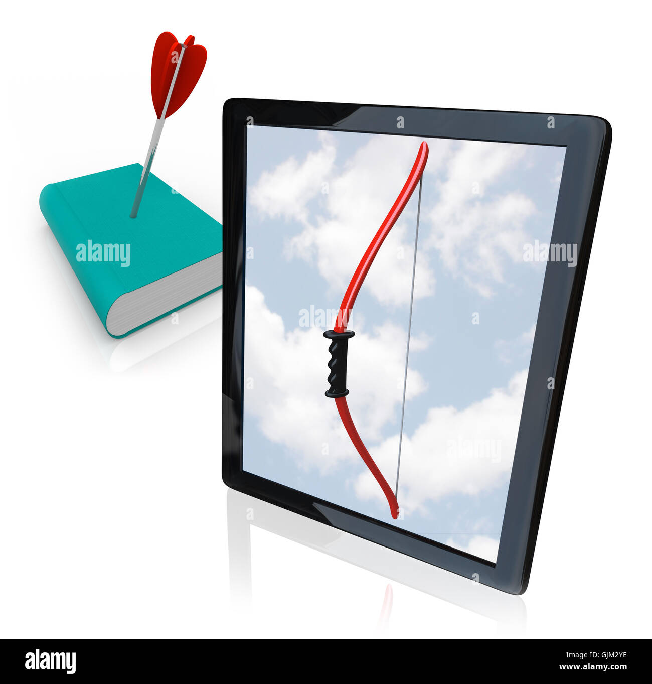 Computer tablet vs vecchio libro - Nuova e-Reader uccide i libri stampati Foto Stock
