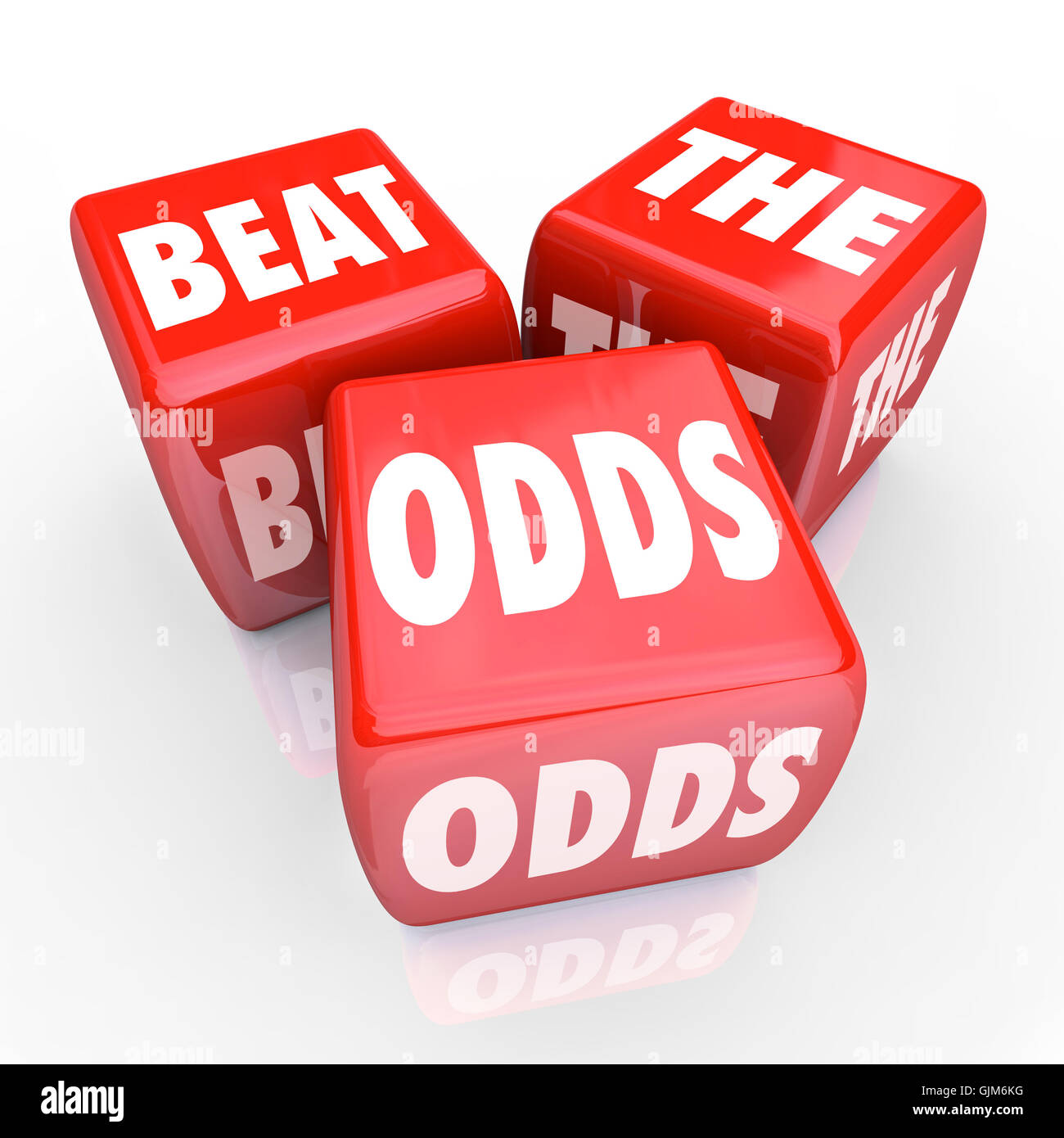 Battere le probabilità - Tre dadi rossi Foto Stock