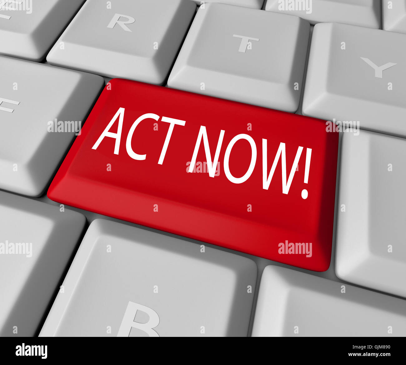 Agire ora la chiave rossa sulla tastiera del computer Azioni urgenti Foto Stock