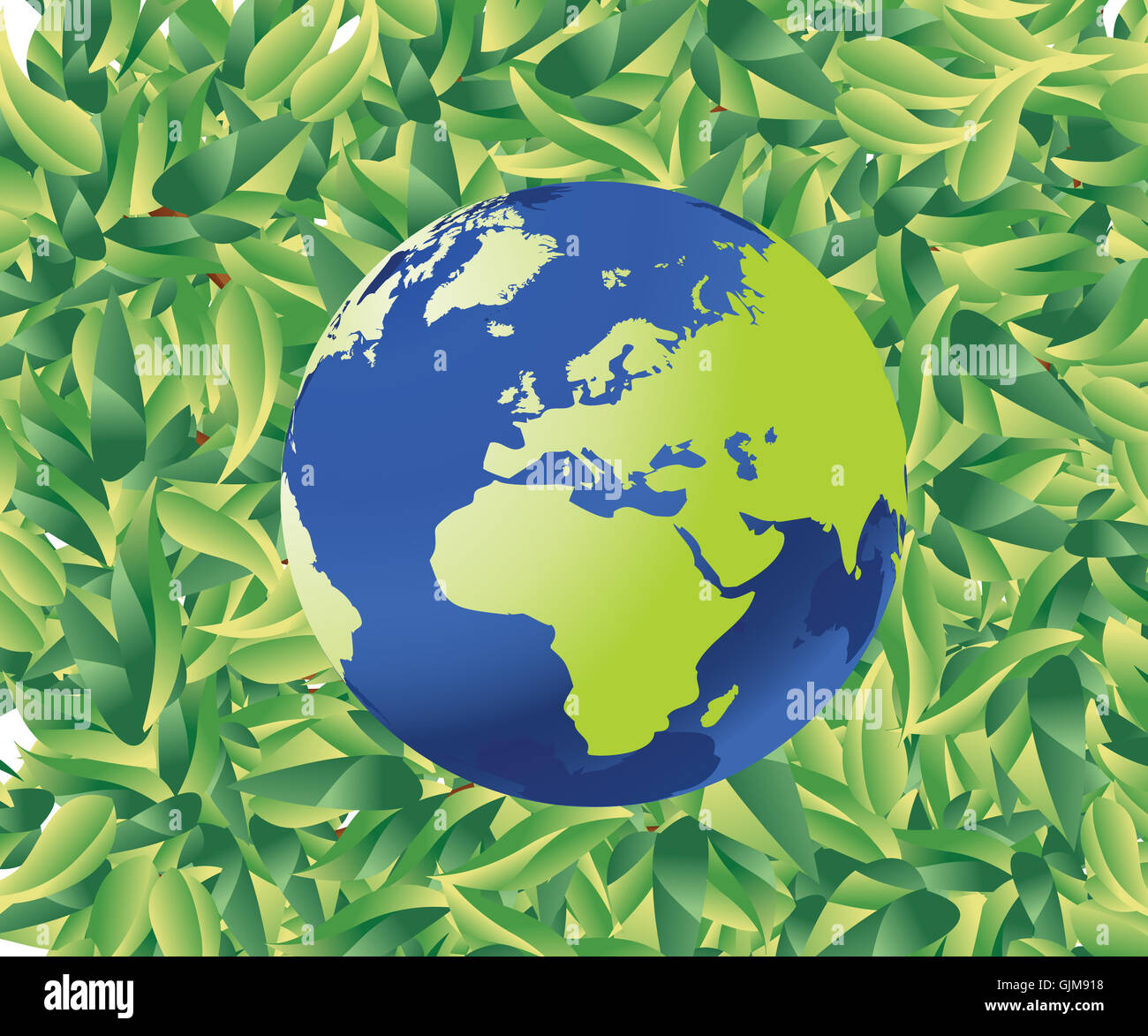 Pianeta Terra con foglie Foto Stock