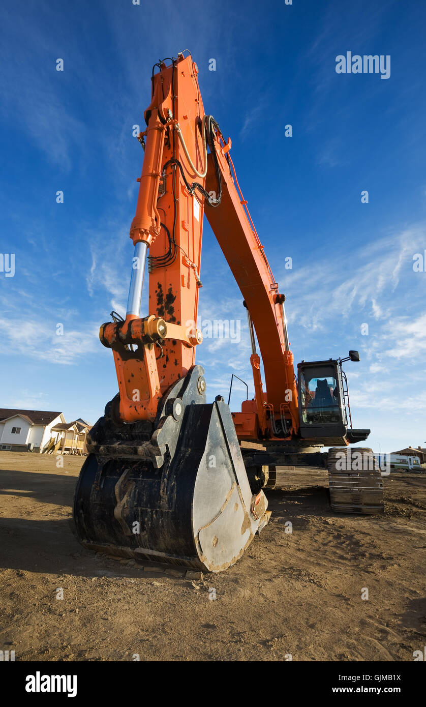 Escavatore a cingoli di costruzione Foto Stock