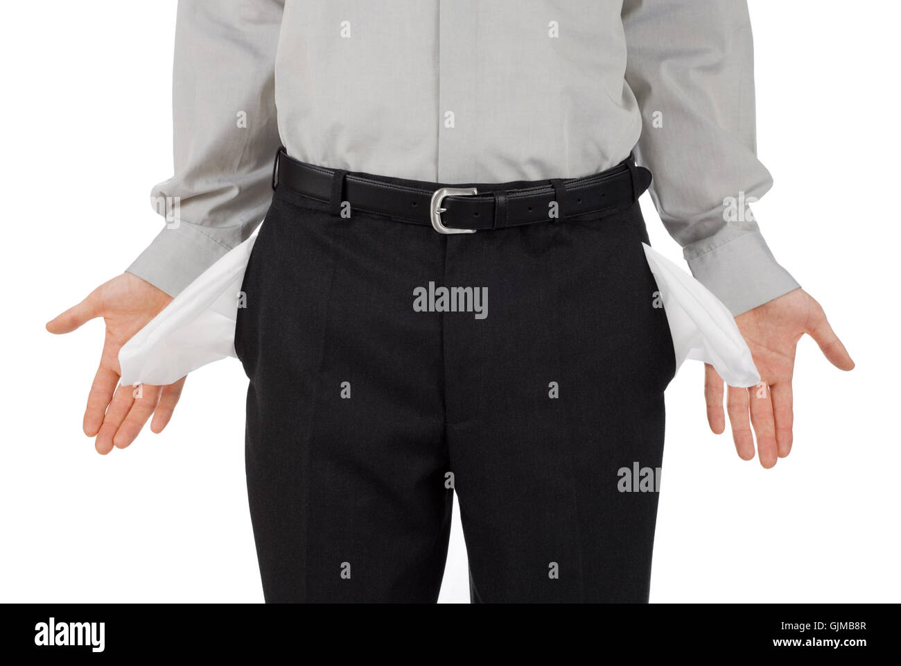 Fallimento di tasche di pantaloni crisi finanziaria Foto Stock