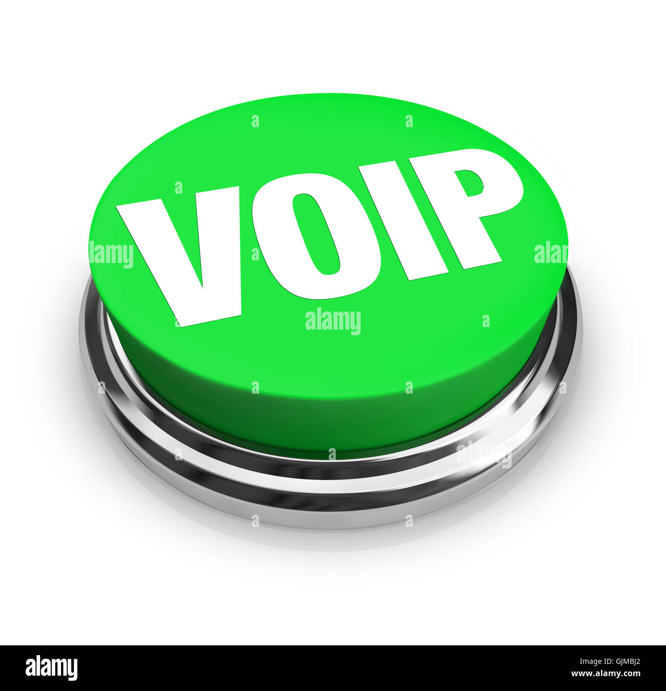 Parola VOIP o un acronimo sul verde pulsante rotondo Foto Stock