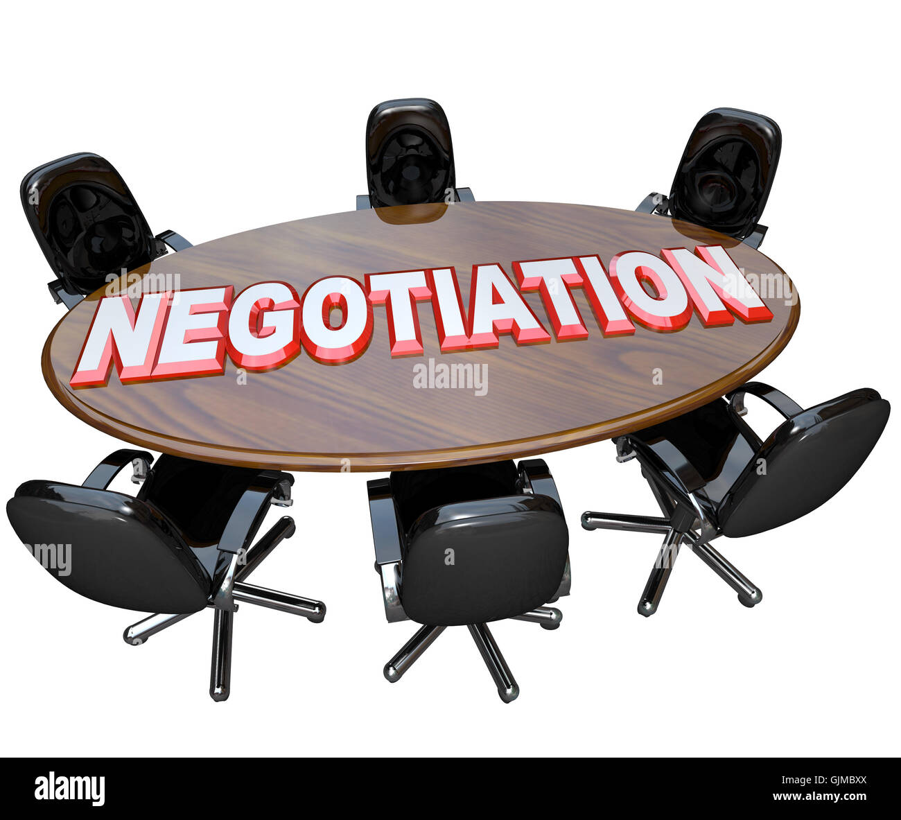 Conferenza di negoziazione stanza tavolo di discussione per un accordo Foto Stock