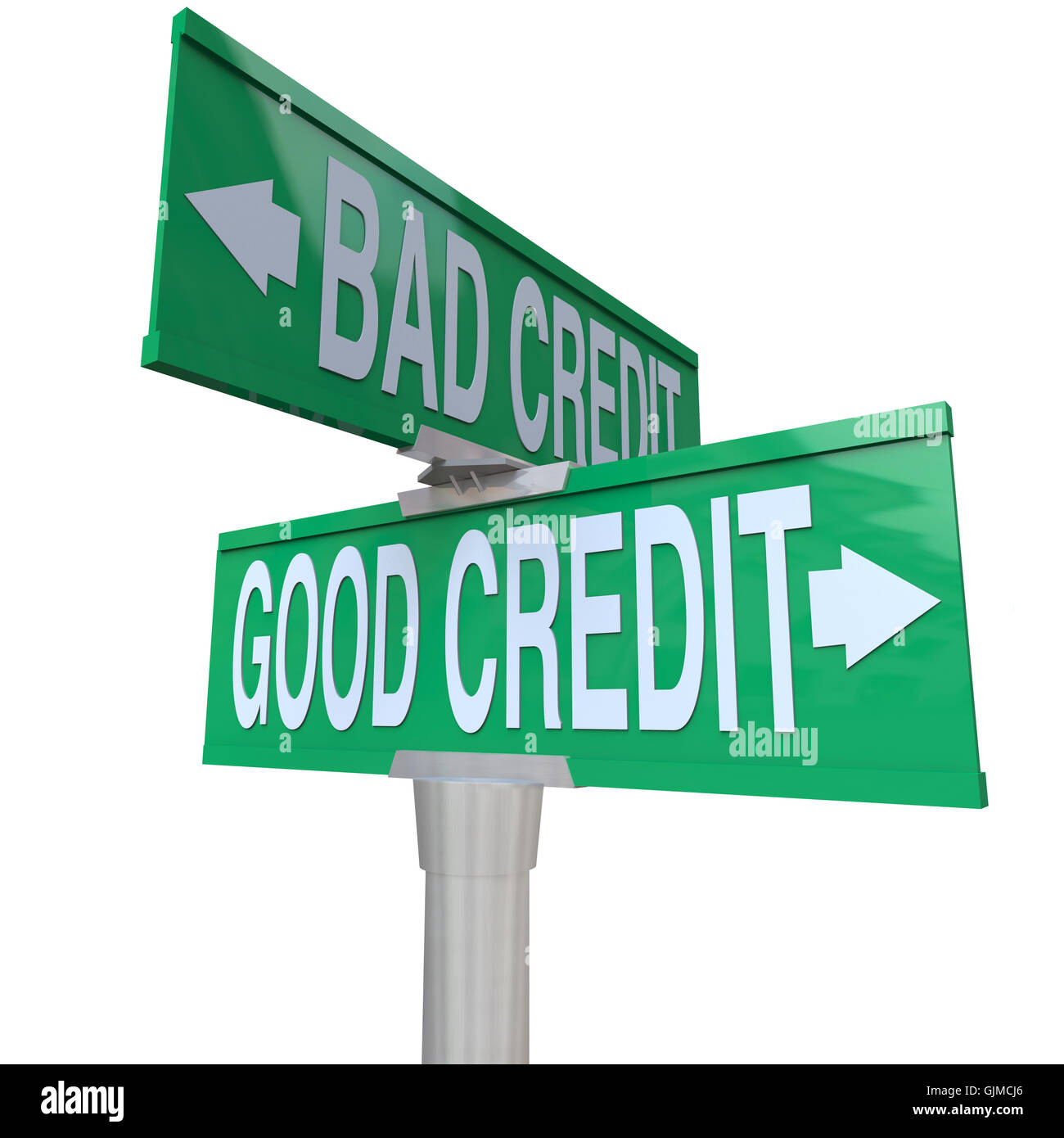Buona vs bad credit - Two-Way strada segno Foto Stock