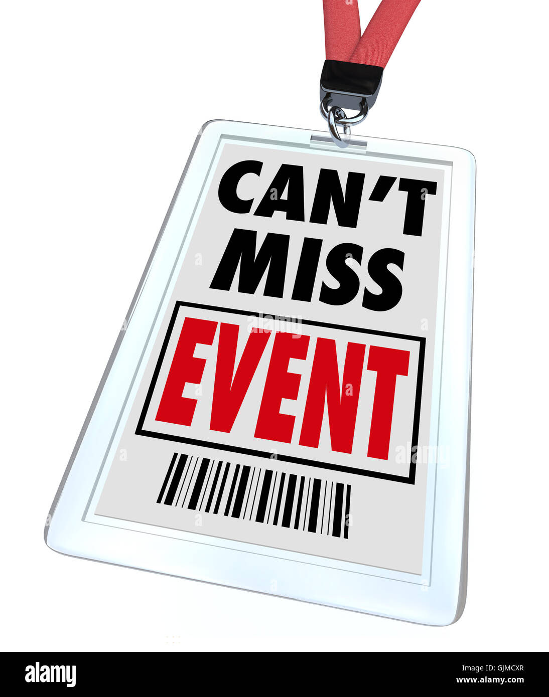 Da non perdere evento - cordino e badge Foto Stock