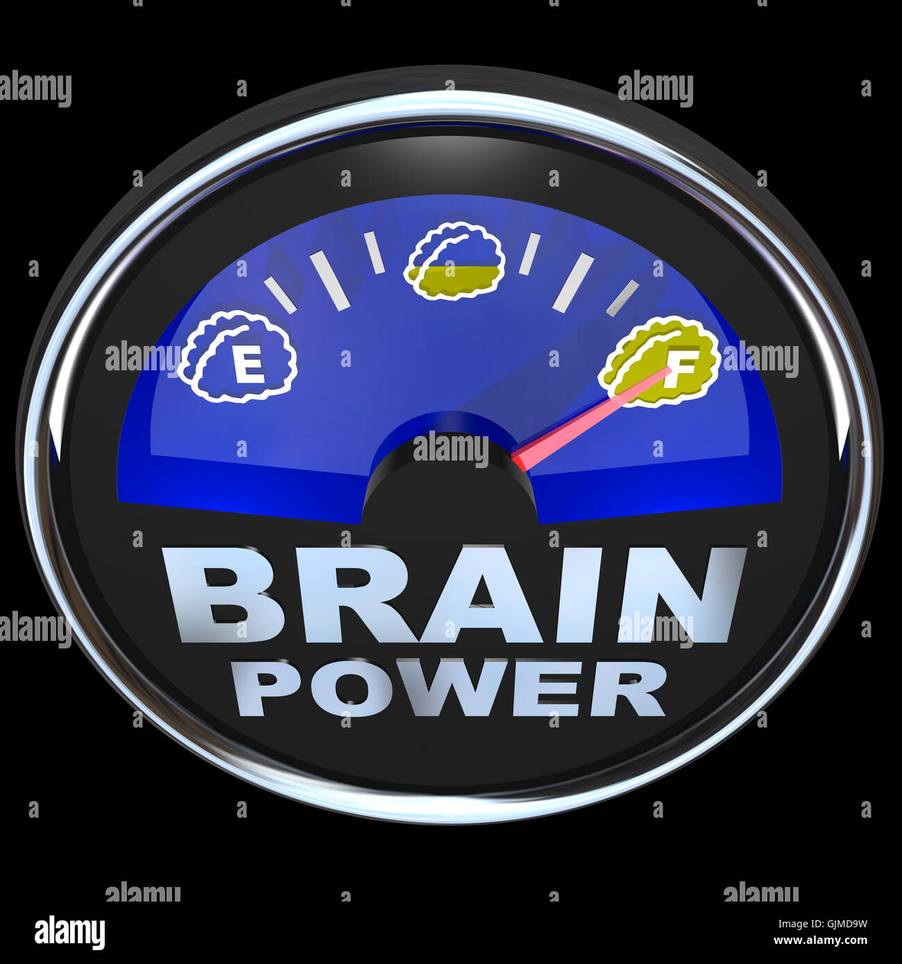 Brain Power Indicatore livello carburante misure intelligenza e pensiero Smart Foto Stock
