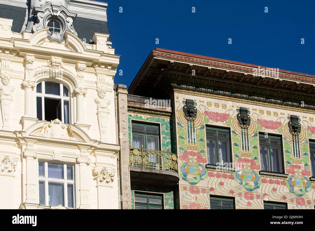 Vienna facciata stile di costruzione Foto Stock