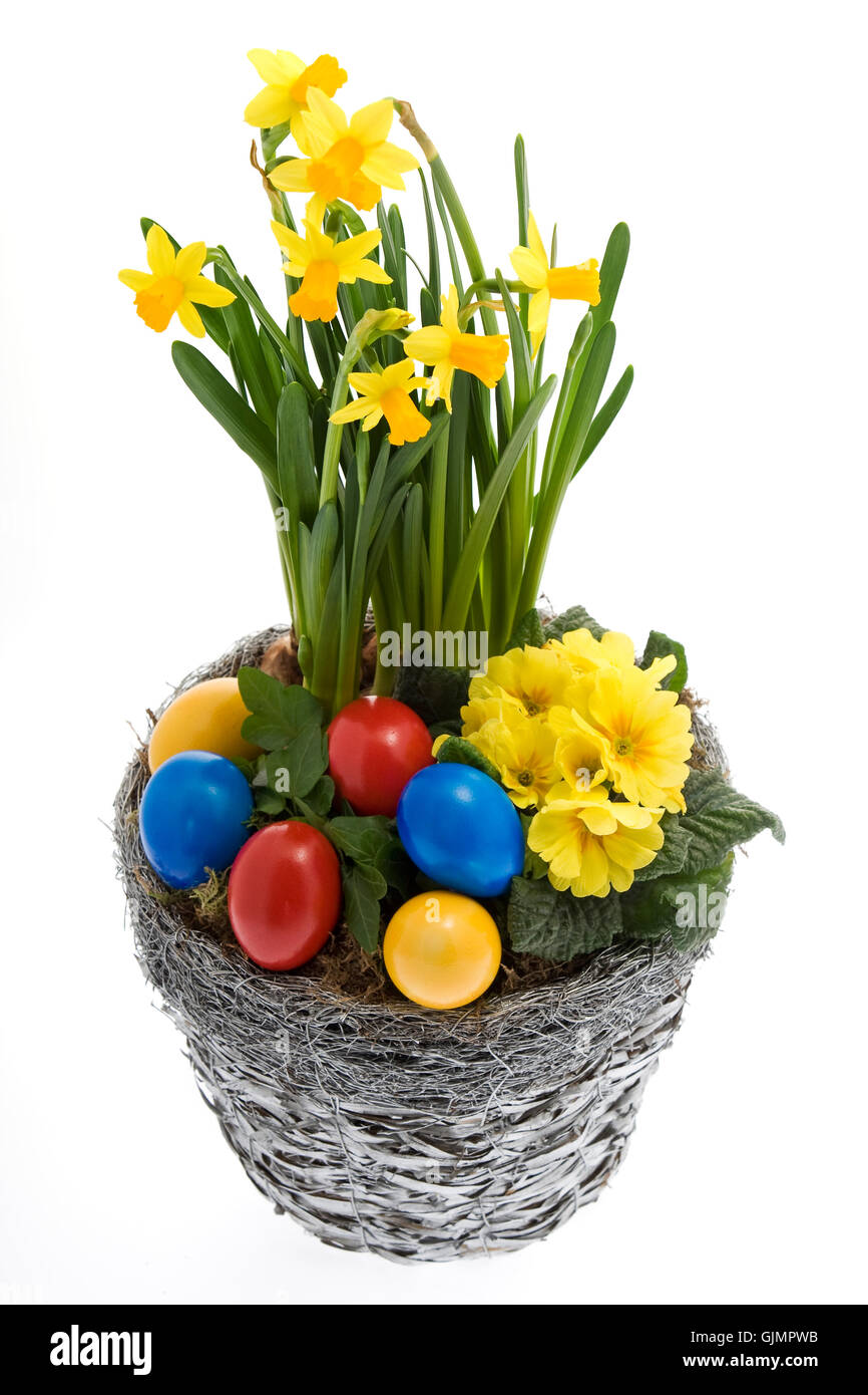 Vaso di pasqua le uova di Pasqua Foto Stock