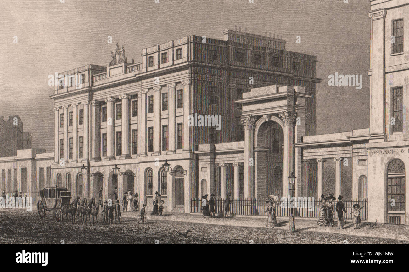 Edimburgo. Nuovo post office, Waterloo Place. Pastore, antica stampa 1833 Foto Stock