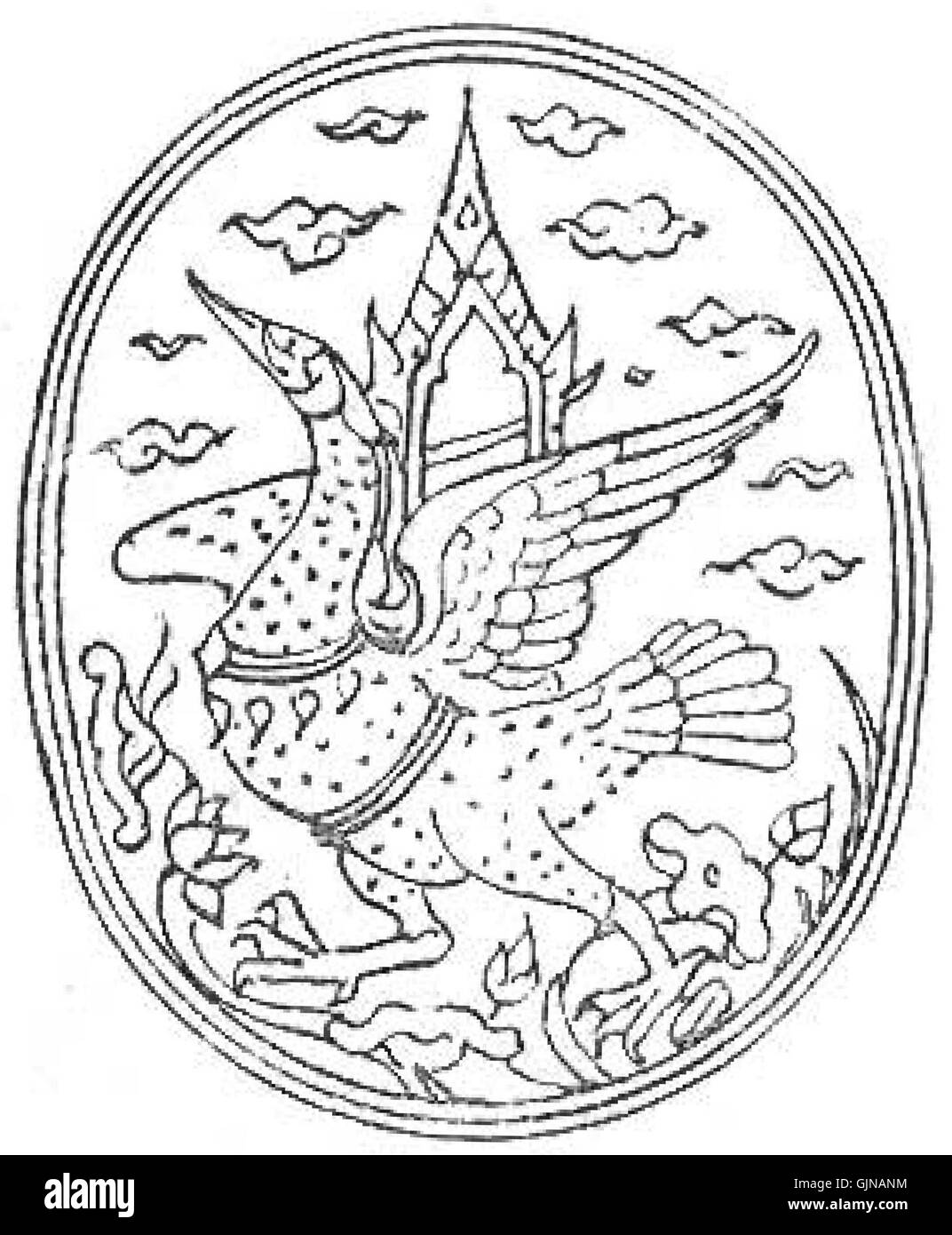 Un design tradizionale Lanchakon, noto per i suoi motivi intricati e i colori vivaci, questo pezzo riflette l'artigianato culturale e l'arte. Lanchakon si riferisce a uno stile particolare di arte popolare, caratterizzato da forme geometriche e colori audaci in una composizione vibrante. Foto Stock