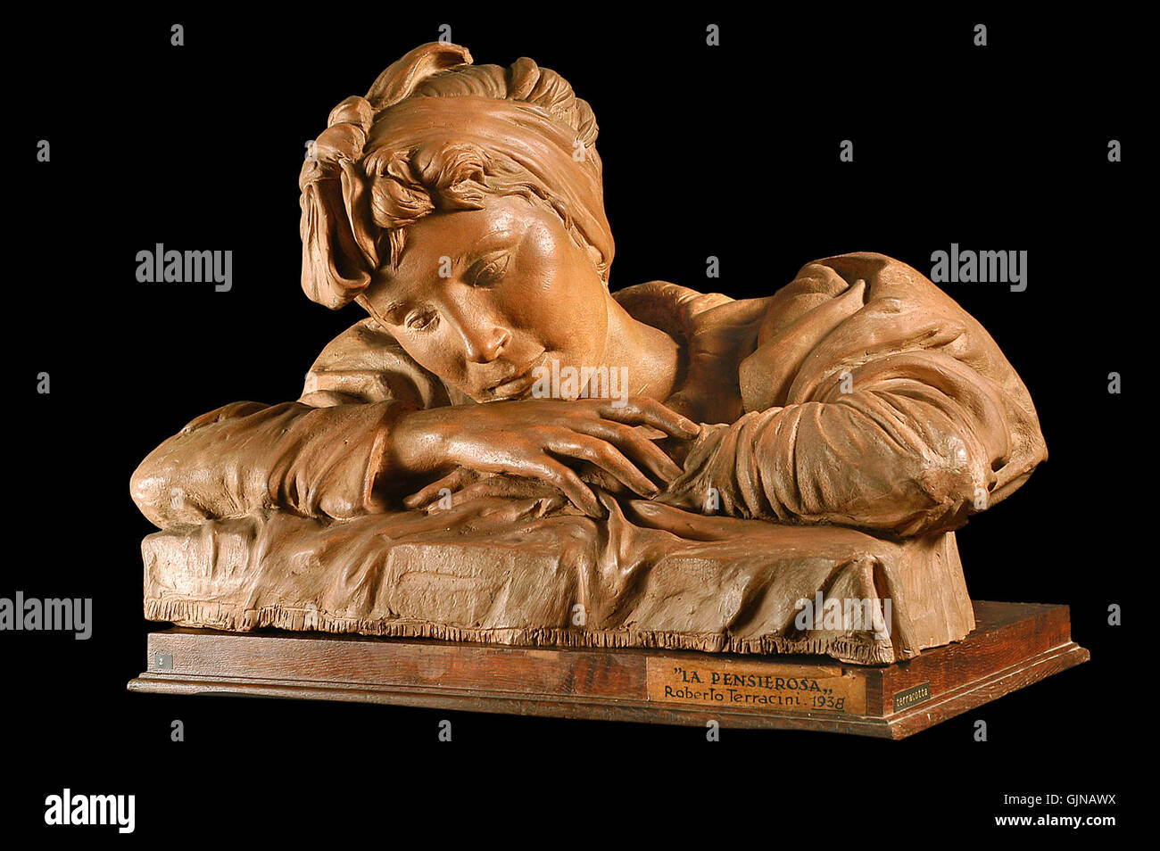 «La Pensierosa» è un famoso dipinto allegorico del XVIII secolo che rappresenta il concetto di pensiero e riflessione, un tema comune nell'arte neoclassica e romantica. Foto Stock