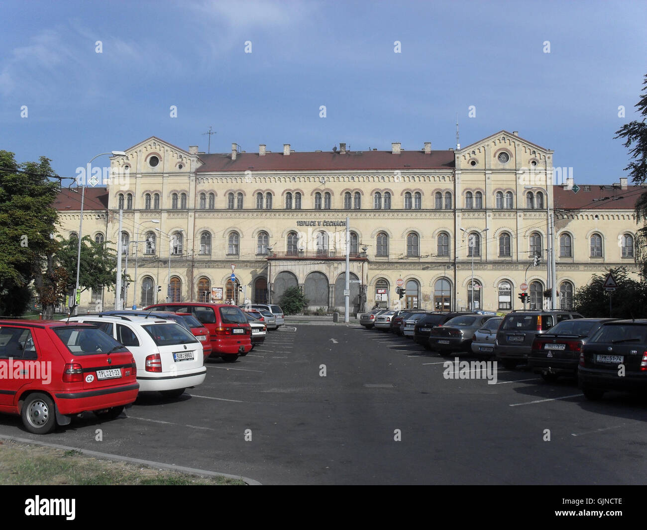 Questa immagine o documento verosimilmente si riferisce a un elemento storico o record associato a Teplice, una città della Repubblica Ceca. Il riferimento a «stanice» e ad altri termini potrebbe riguardare una stazione o un registro di transito, che documenta dati storici significativi provenienti dalla regione. Foto Stock