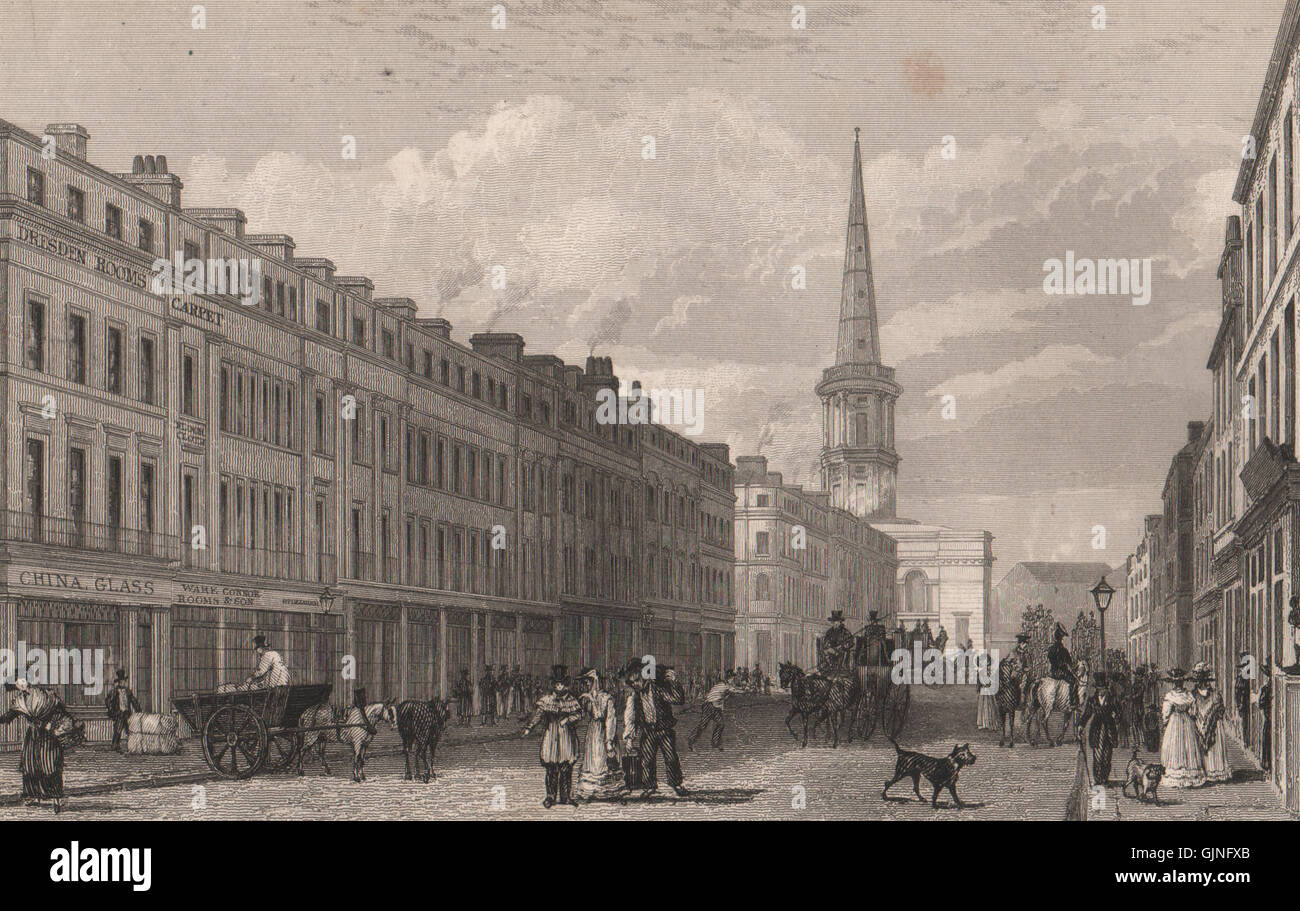 Parte di Lord Street. La Chiesa di San Giorgio, Derby Square. Liverpool. HARWOOD, 1829 Foto Stock