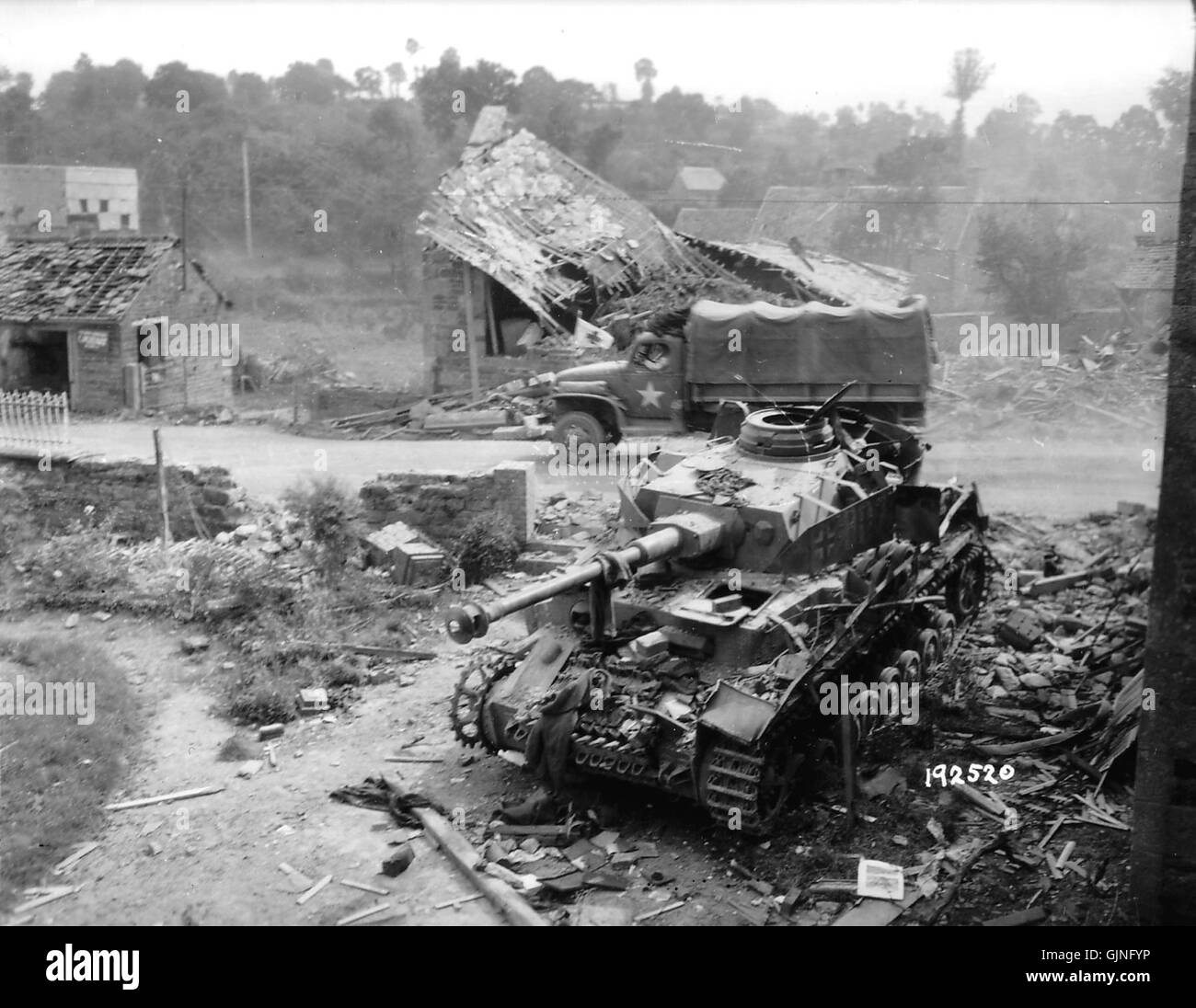 Panzer IV relitto Normandia Foto Stock