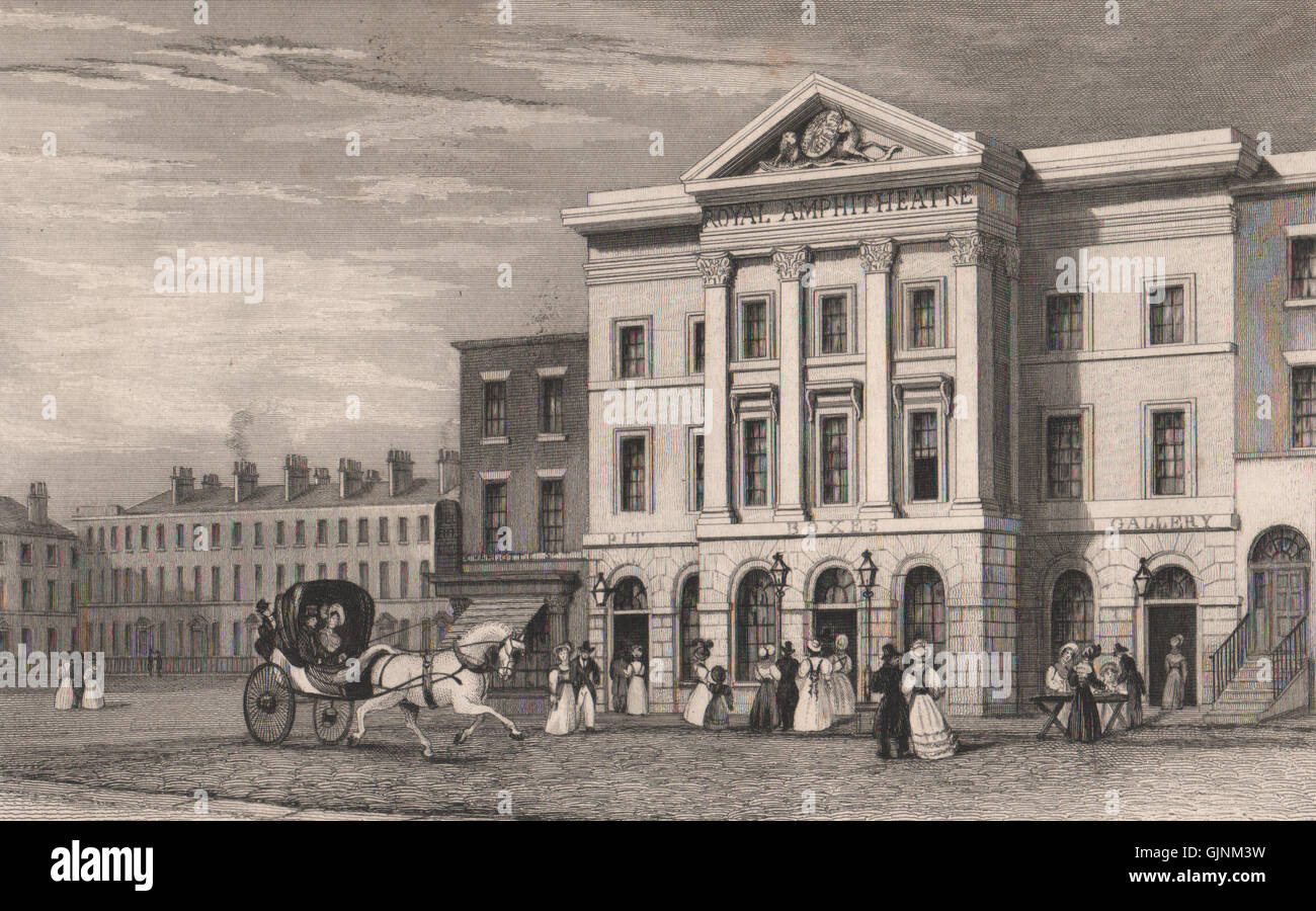 Royal anfiteatro (ora Royal Court Theatre) Roe Street, Liverpool. HARWOOD 1829 Foto Stock
