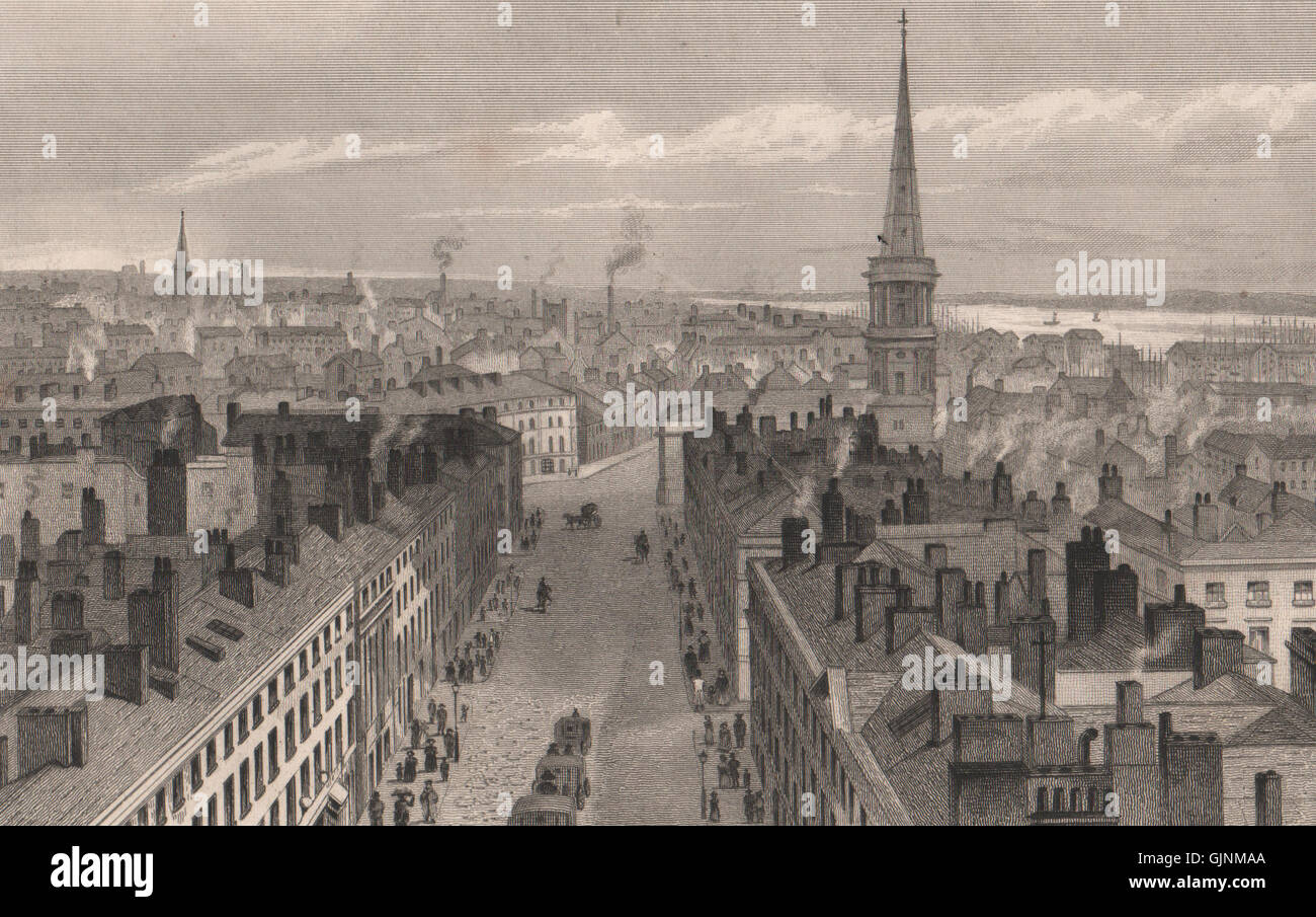 Liverpool dal Municipio. Castle Street la chiesa di San Giorgio Derby Square 1829 Foto Stock
