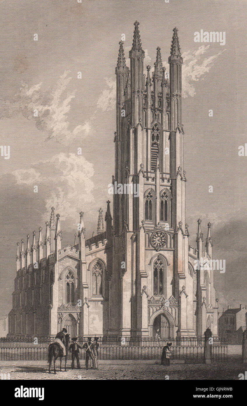 Chiesa di San Giorgio, Chester Road, Hulme, Manchester. ALLOM, antica stampa 1829 Foto Stock