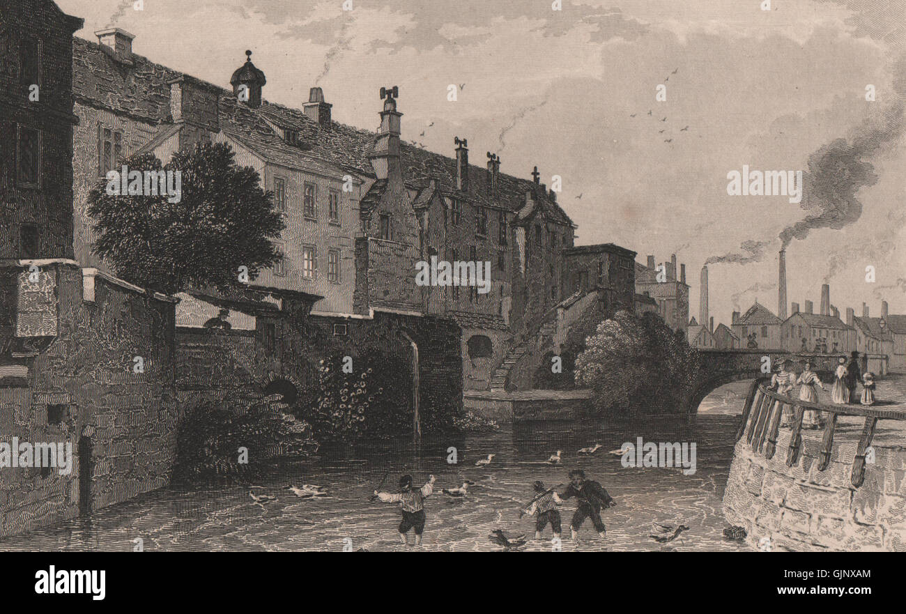 Chetham's Hospital, Manchester. Libreria e scuola di musica. HARWOOD, stampa 1829 Foto Stock