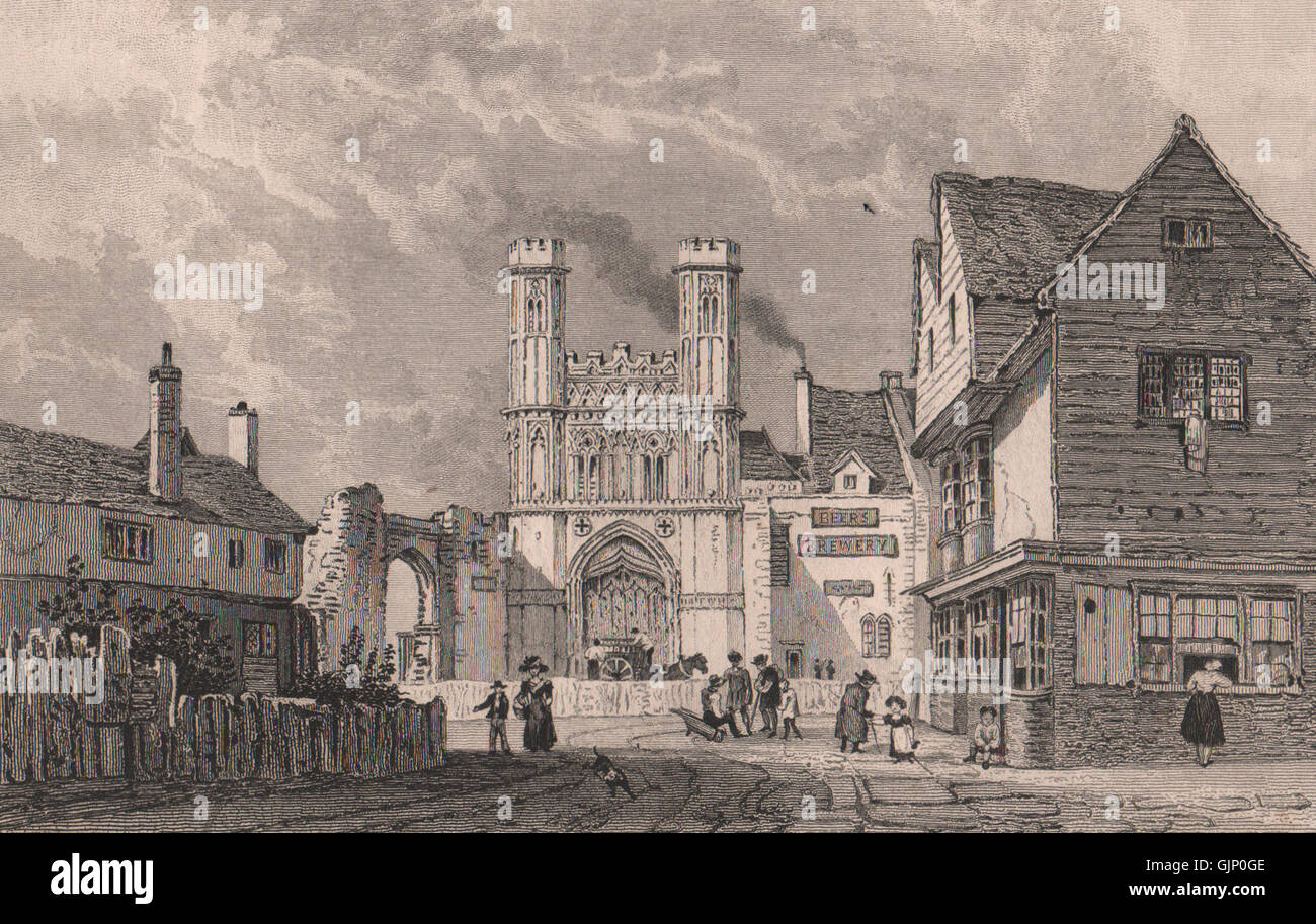 Abate Fyndon il grande cancello, St Augustine's Abbey, Canterbury Kent. Pastore 1829 Foto Stock