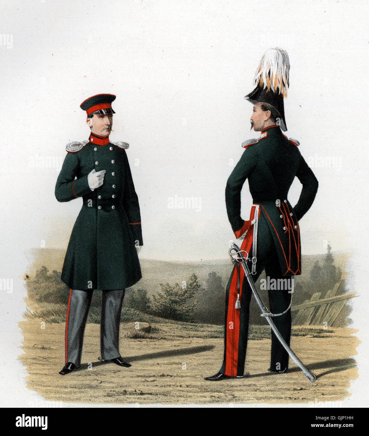 Il 03 Life Guards Horse Jager Regiment era un'unità di cavalleria dell'esercito imperiale russo, nota per il suo coinvolgimento in vari scontri militari. Era un reggimento prestigioso, con forti legami con l'aristocrazia russa e la tradizione militare. Foto Stock