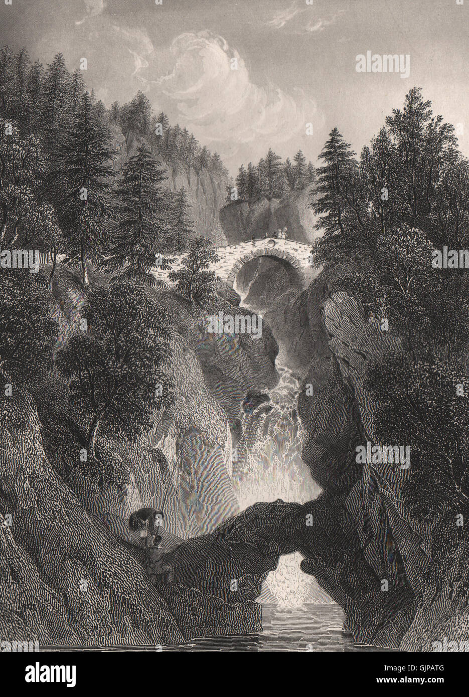 Cade di Bruar, Bruar acqua, vicino Pitlochry, Perth and Kinross. La Scozia, 1845 Foto Stock