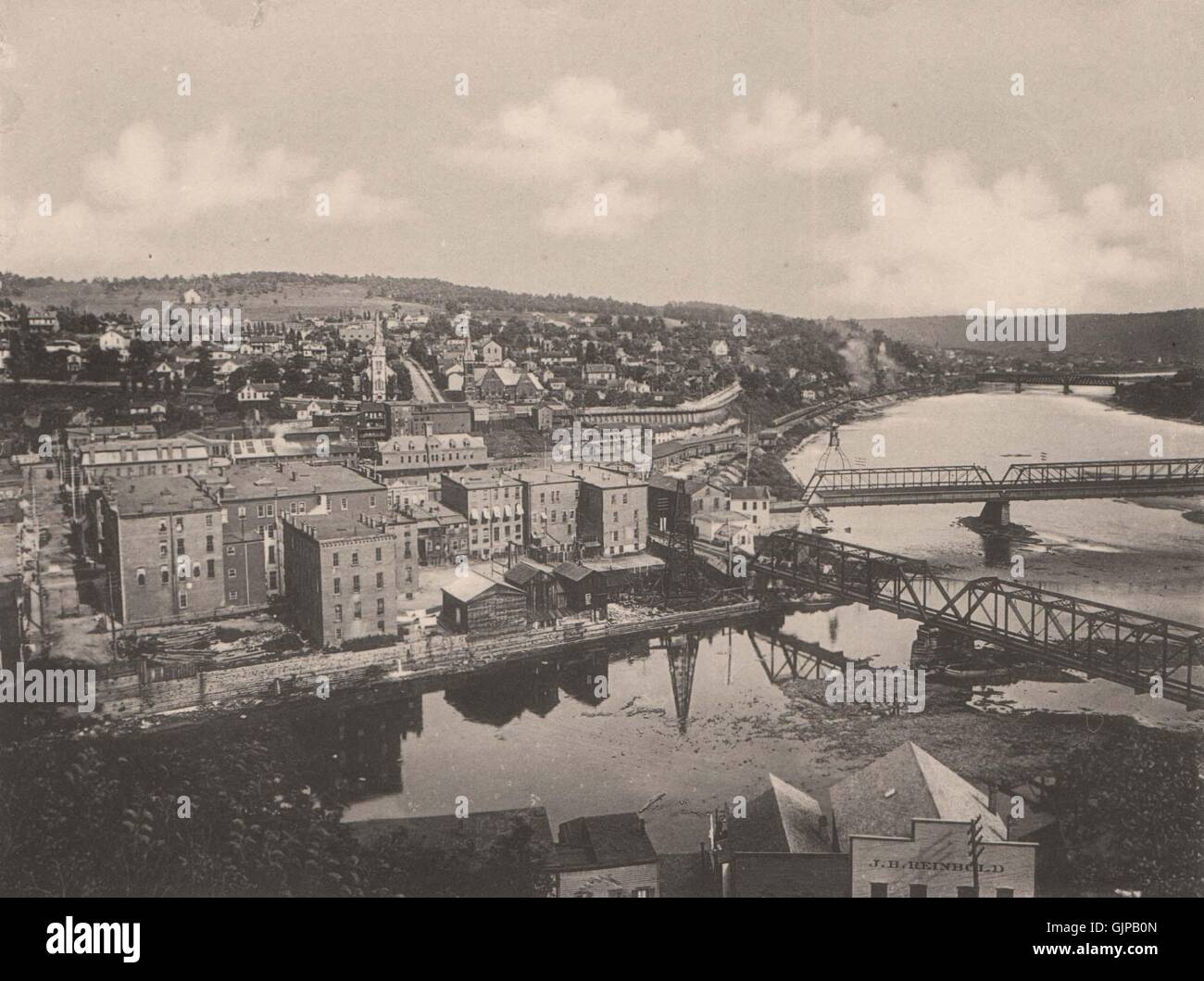 Il fiume Allegheny a città di olio, Pennsylvania. Stampa Albertype, antica stampa 1893 Foto Stock