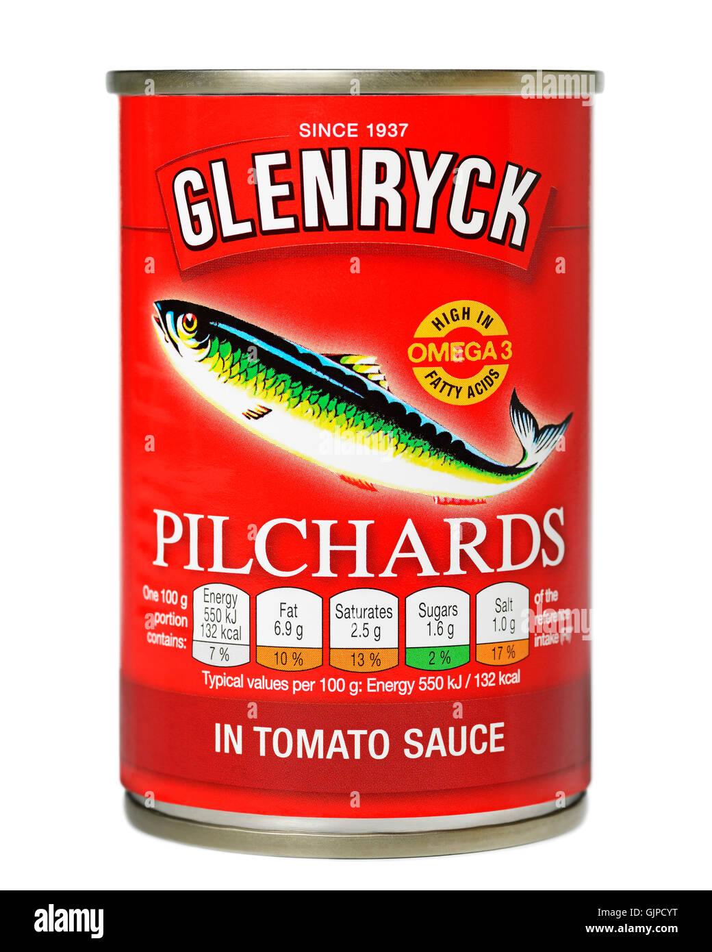 Della Glenryck le conserve di sardine, se tagliato fuori. Foto Stock