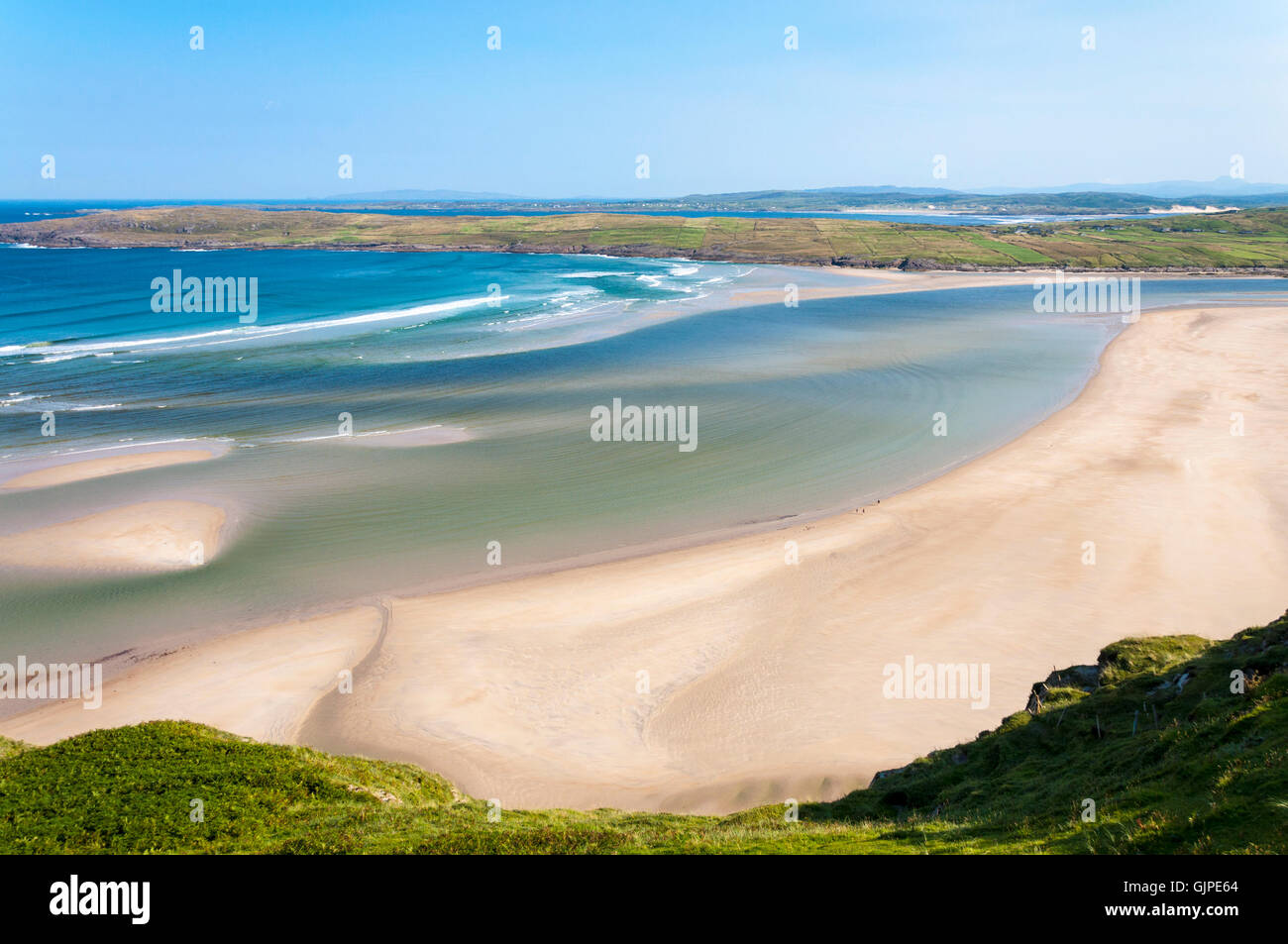 Vista della spiaggia di Marghera, Ardara, County Donegal, Irlanda. Ripresa dall'alto. Foto Stock