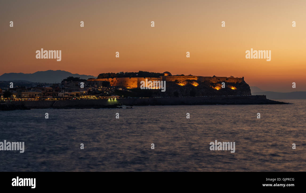 Rethimno, Creta, Grecia: la Fortezza al tramonto Foto Stock