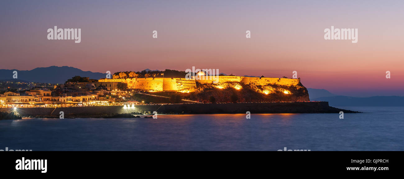 Rethimno, Creta, Grecia: la Fortezza al tramonto Foto Stock