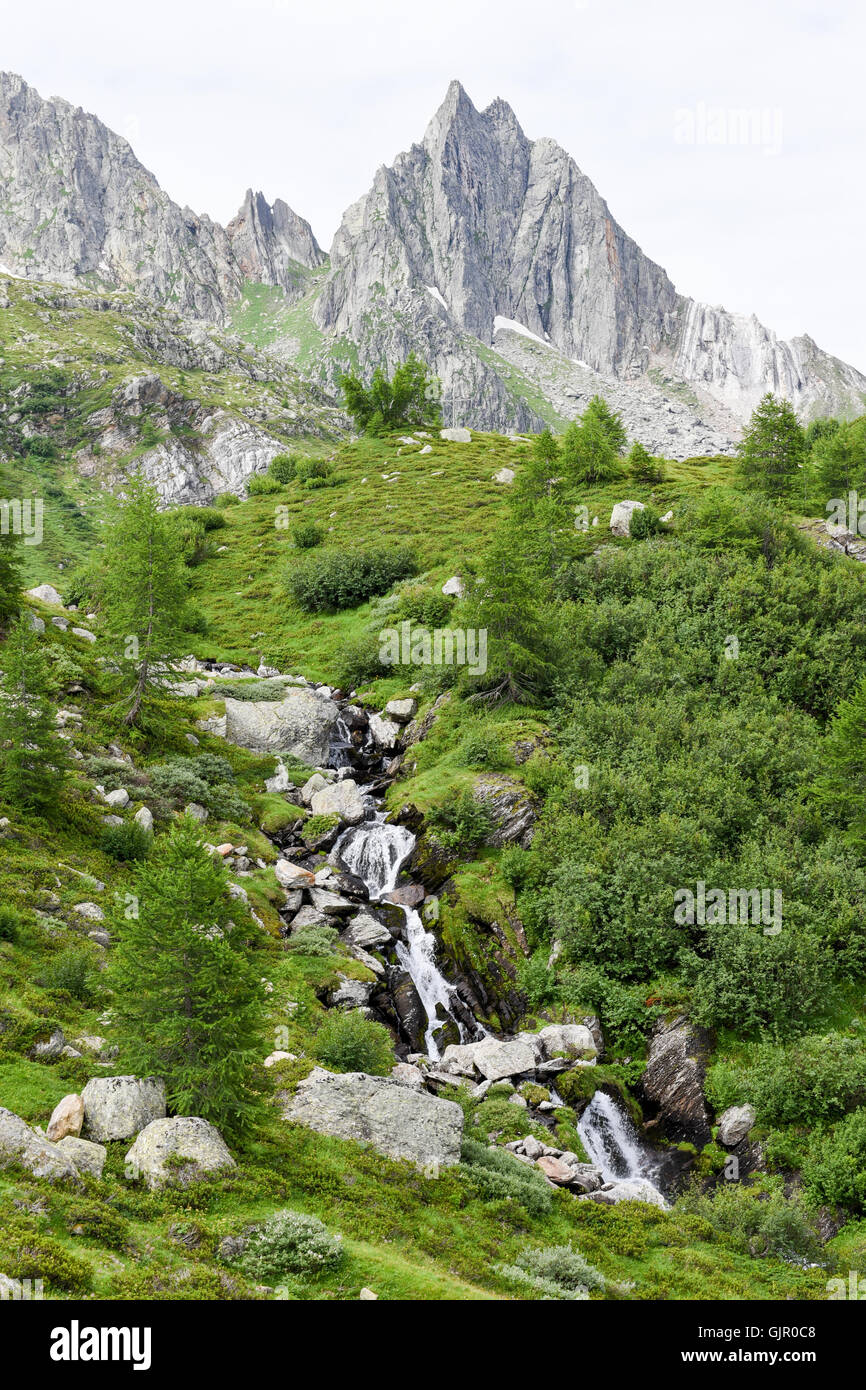Fiume oltre il lago Tremorgio Il Canton Ticino nelle alpi svizzere Foto Stock