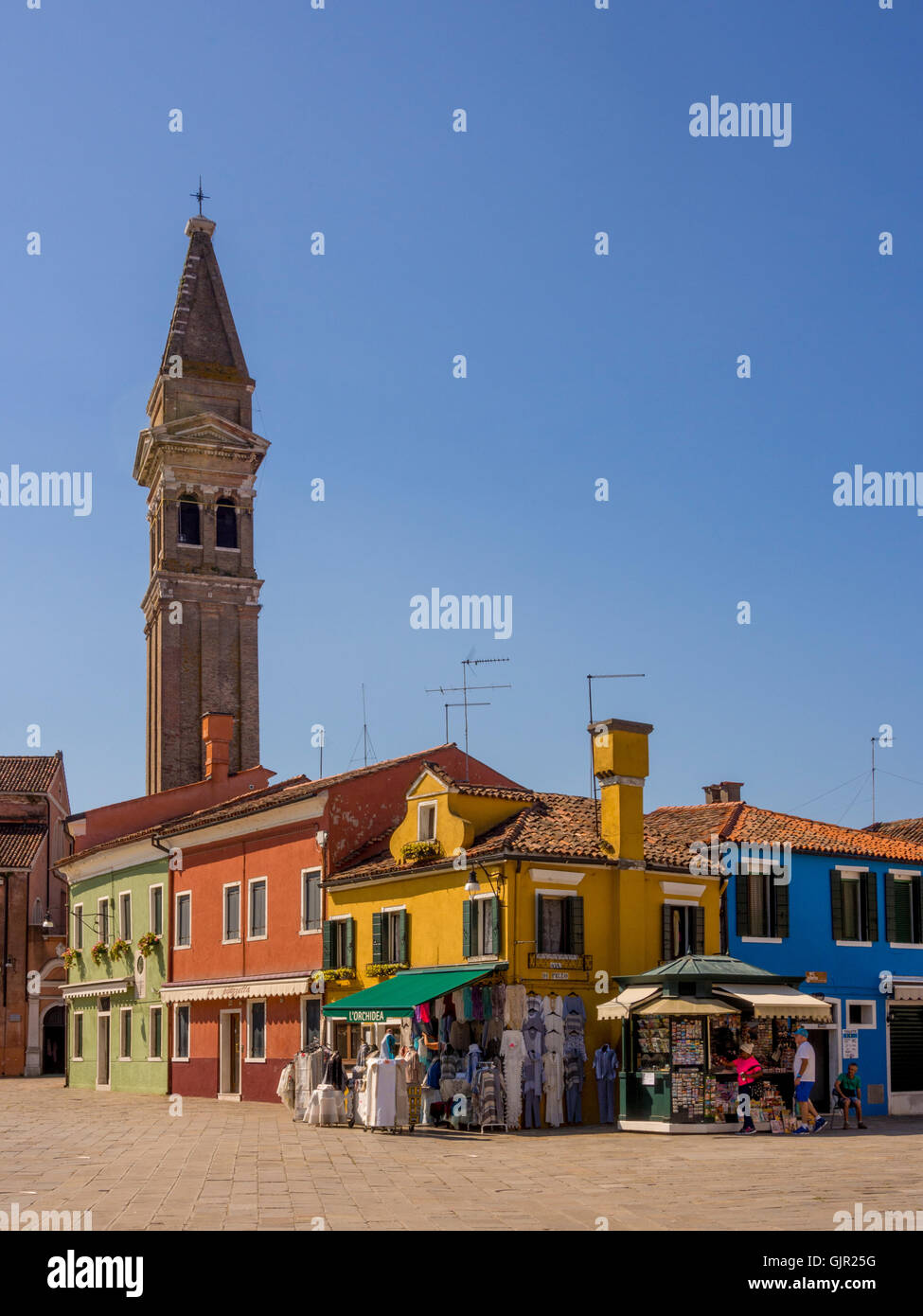 Gli esterni tradizionali e colorati dell'isola di Burano. Venezia, Italia. Foto Stock