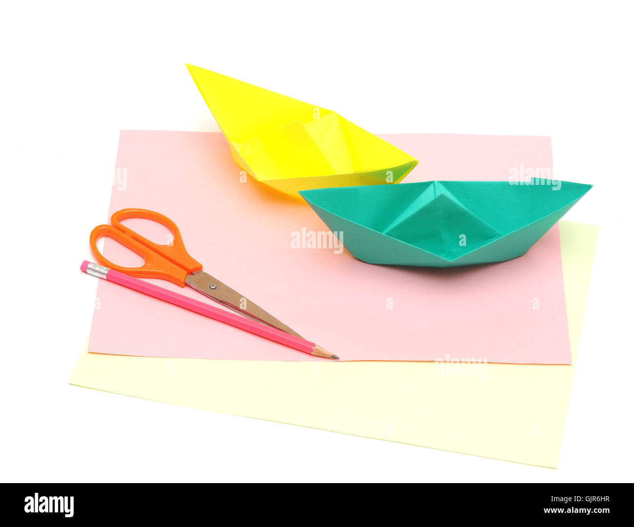 Barche di carta Foto Stock