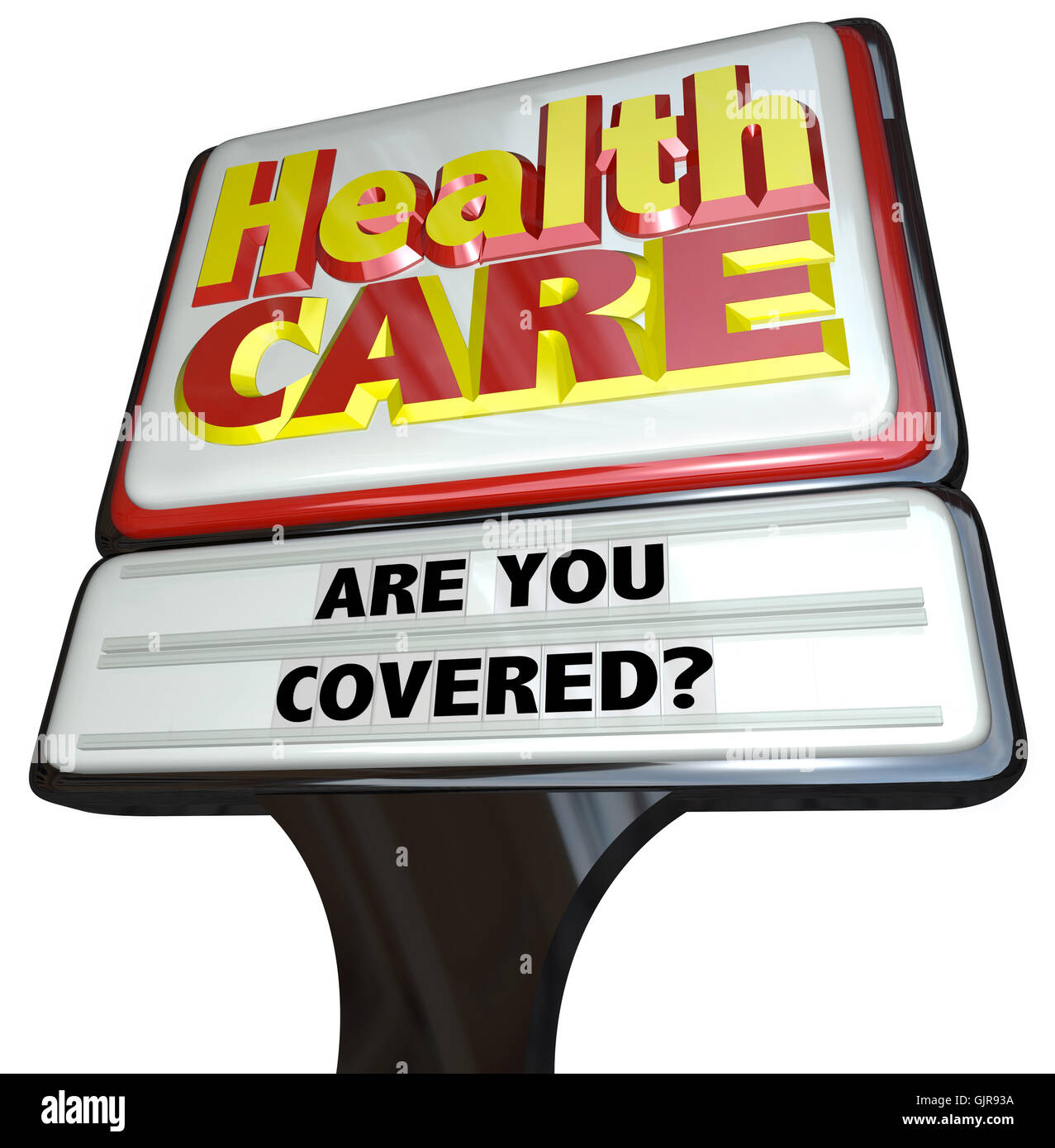 Health Care Billboard Sign - Domanda di copertura assicurato Foto Stock