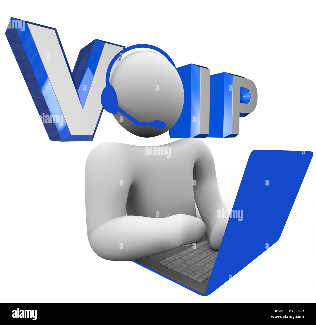 Persona VOIP parlando sul computer Voice Over Internet Protocol Foto Stock