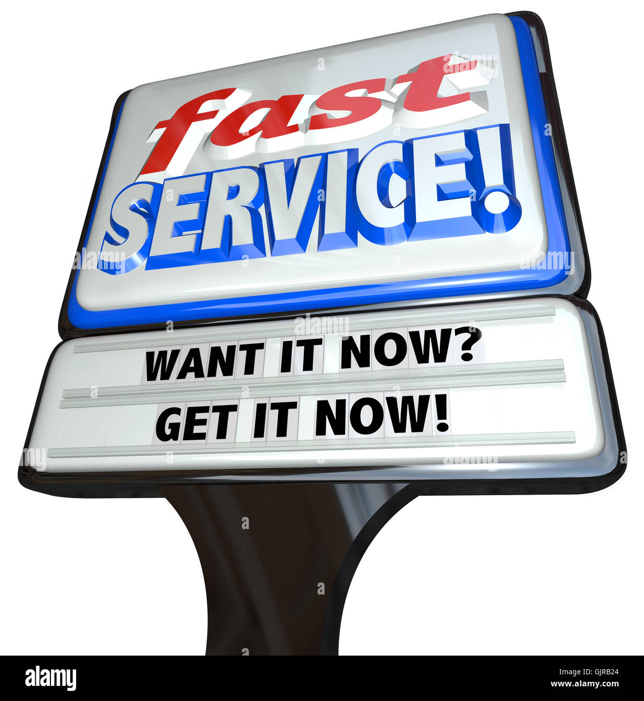 Servizio rapido segno promette una risposta rapida alle esigenze del cliente Foto Stock