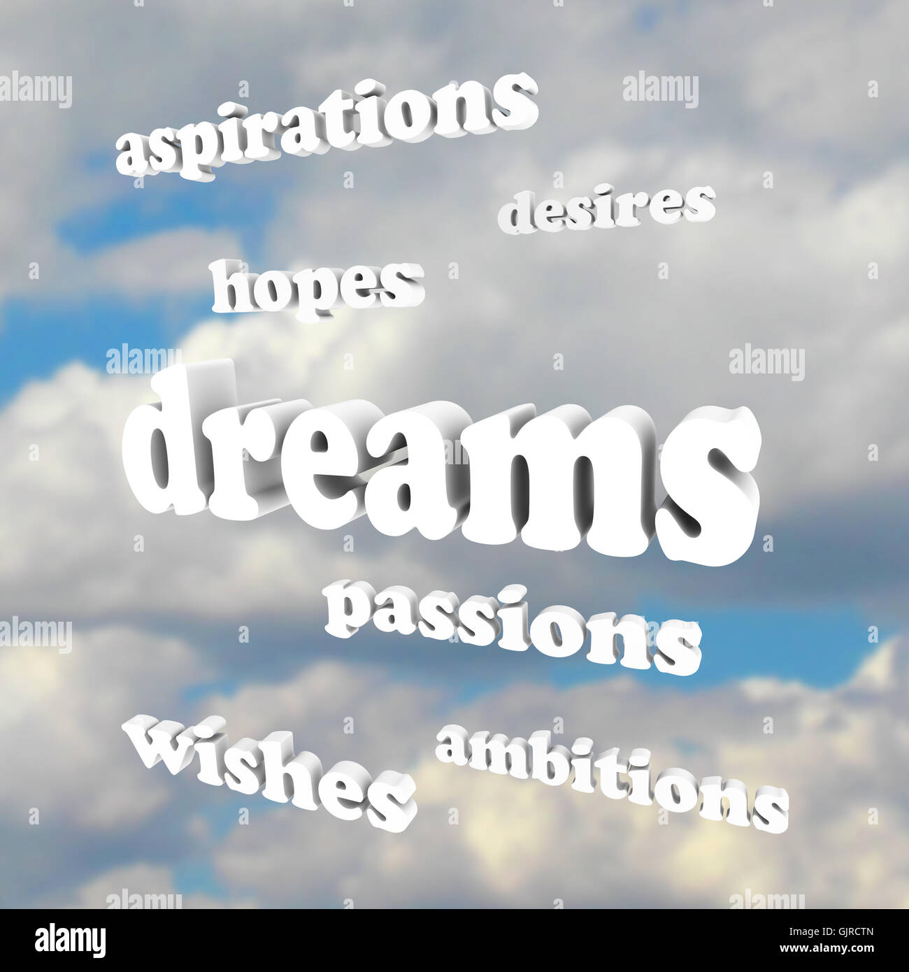 Sogni - Parole in cielo per le speranze, passioni, ambizioni Foto Stock