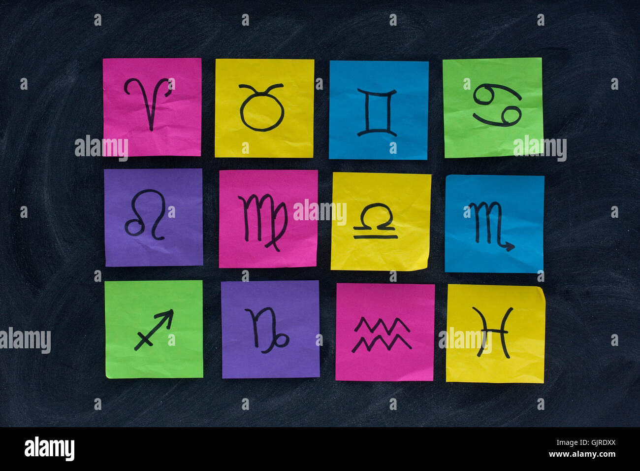 Astrologia zodiaco blackboard Foto Stock