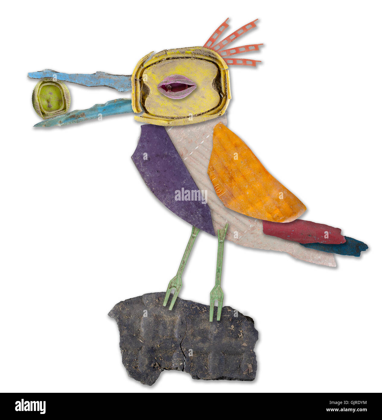 Colorati uccelli generico creato da random pezzi del cestino Foto Stock