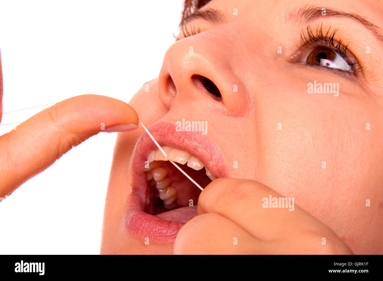 Donna bocca denti Foto Stock