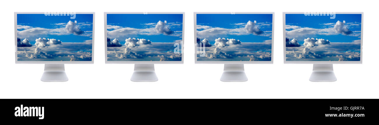 Quattro monitor nuvole Foto Stock