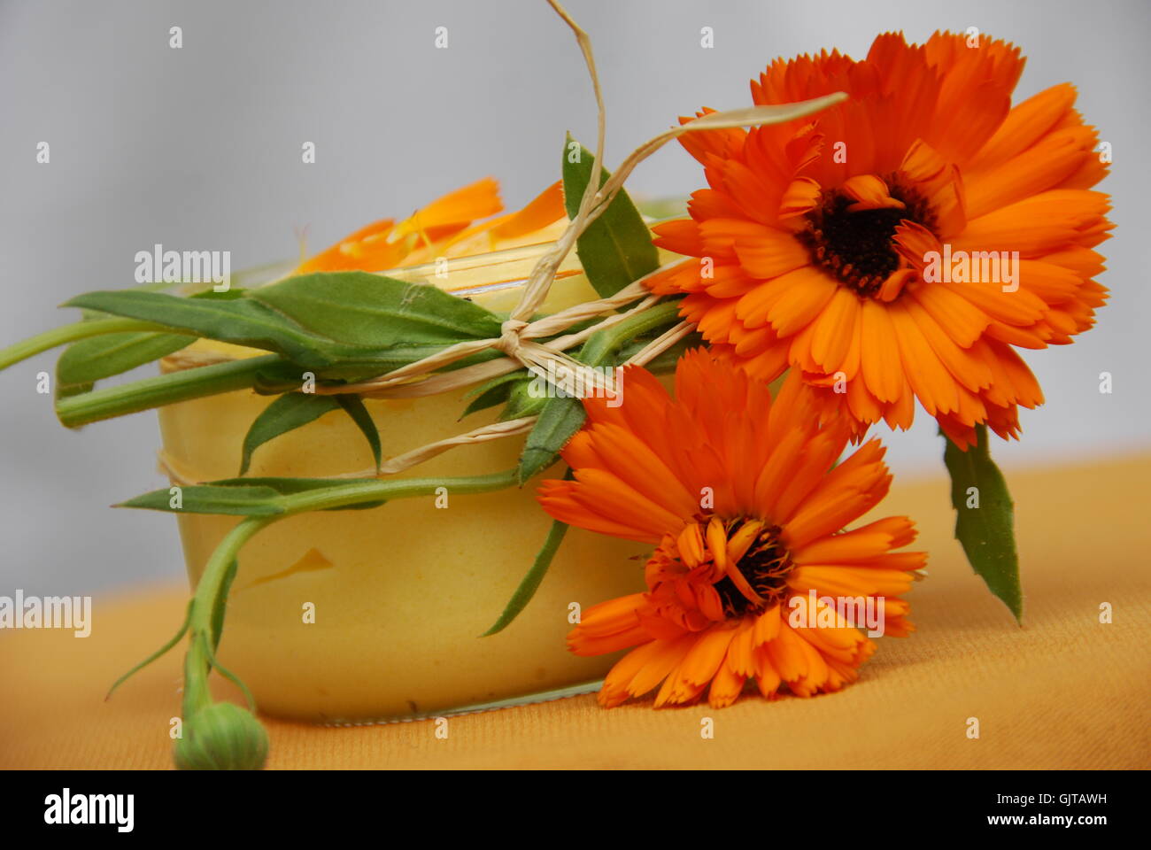 Unguento di prodotti cosmetici naturali di colore arancione Foto Stock